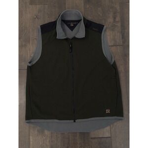 Vintage Tommy Hilfiger Mens Vest Size XL Green Fleece Full Zip Crest Logo Pocket